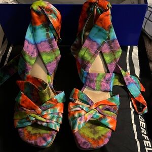 Impo brand new lace up tye dye wedge sandal